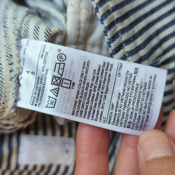 Gap Striped High Waisted Button Fly Slim Pant Blue White 4 Nautica summer preppy - Picture 8 of 8